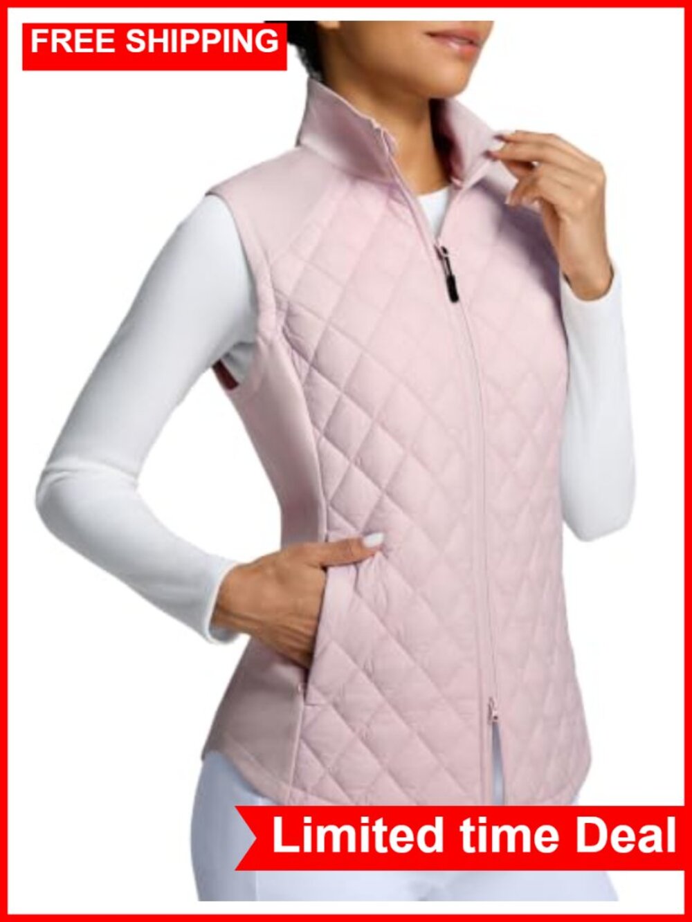 Puffer Vest Lightweight Water Resistant Diamond Quilted
